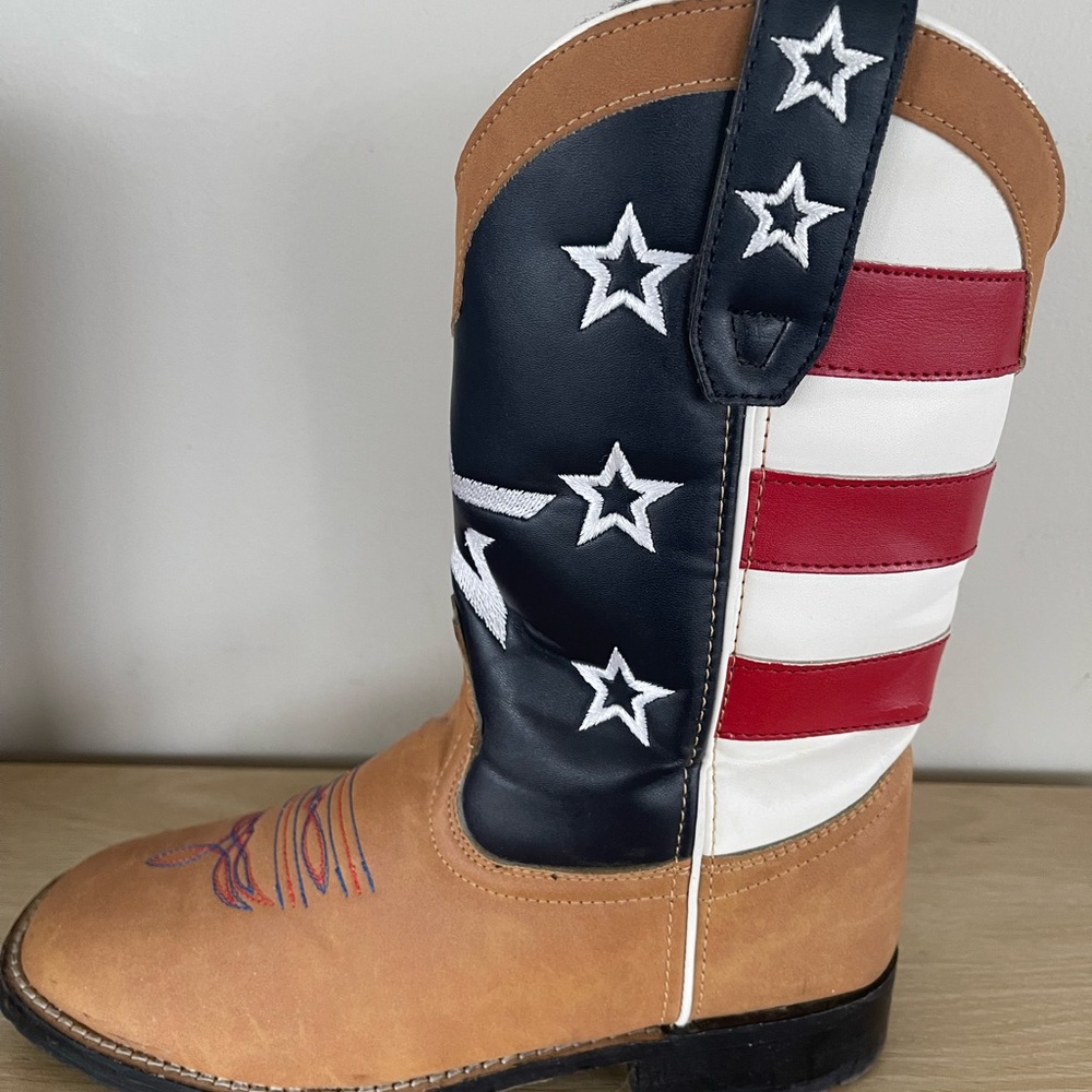 TuffRider American Flag Youth Cowboy Western Boots 4Y